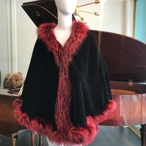 Red and Black Fox and Alpaca Cape and Hat Set